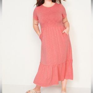 NEW WHITE OLD NAVY Swing MIDI 2x Plus size Dress tiered